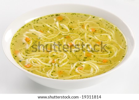 Chicken stock with noodles