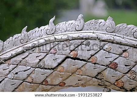 Traditional Thai style Naga stucco in temple