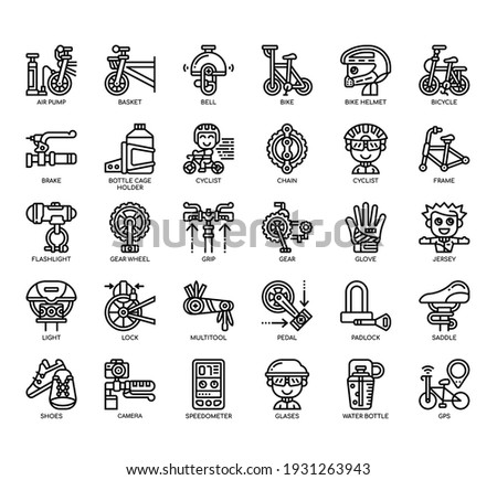 Set of Bicycle Element thin line and pixel perfect icons for any web and app project. 