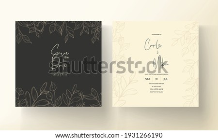 Wedding card with spring leaf ornament Royalty-Free Stock Photo #1931266190