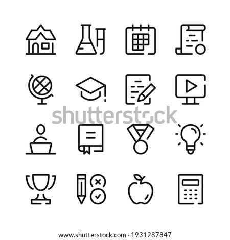 Study icons. Vector line icons. Simple outline symbols set Royalty-Free Stock Photo #1931287847