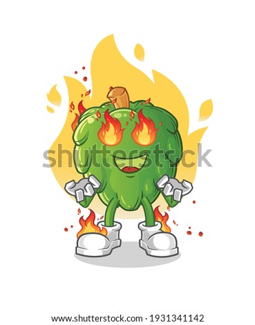 artichoke on fire mascot. cartoon vector