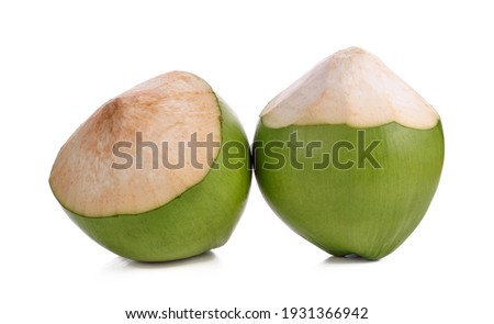 Young Coconut on White Background . Royalty-Free Stock Photo #1931366942