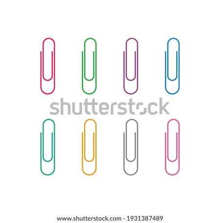 Paperclip illustration set isolated on white background, line art style - Vector