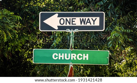 Street Sign the Direction Way to Church