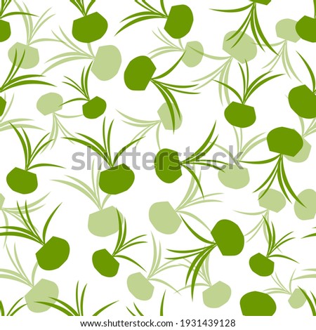 Houseplants in pots. Seamless pattern. Creative flower shop decoration design or flower wrapping paper design. Vector