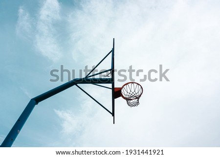 street basket hoop and blue sky