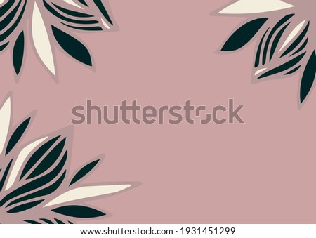 Composition of black and white flower petal designs in three corners of pale brown background. frame presentation design concept, digitally generated image.