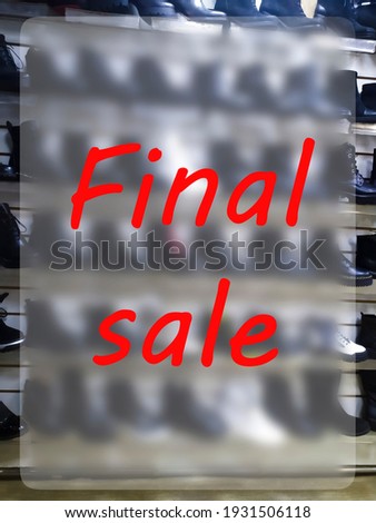 Announcement of the final shoe sale. Vertical web banner for instagram with the text Final Sale. Template for shoe stores.