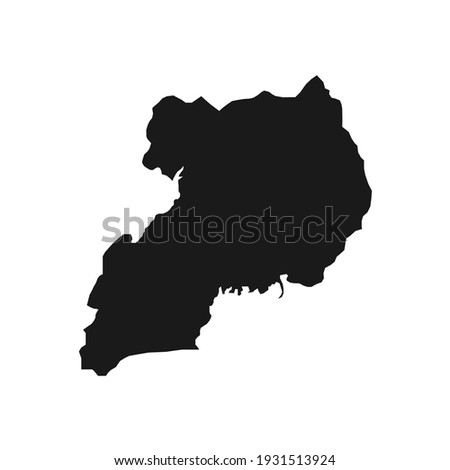 Vector Illustration of the Black Map of Uganda on White Background