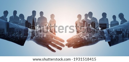 Business network concept. Group of people. Shaking hands. Customer support. Human relationship. Success of business. Management strategy. Royalty-Free Stock Photo #1931518415