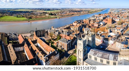 An aerial view of King's Lynn, a seaport and market town in Norfolk, England, UK