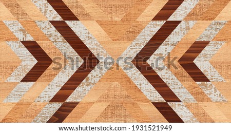Wood texture background. Rustic  parquet floor. Colorful wooden panel with chevron pattern for wall decor.