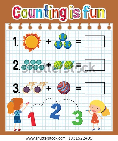 Math count number worksheet illustration
