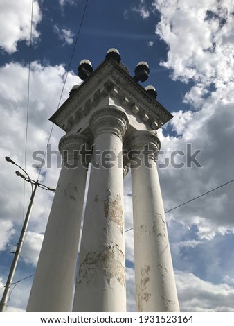 antique whites column sky architecture.