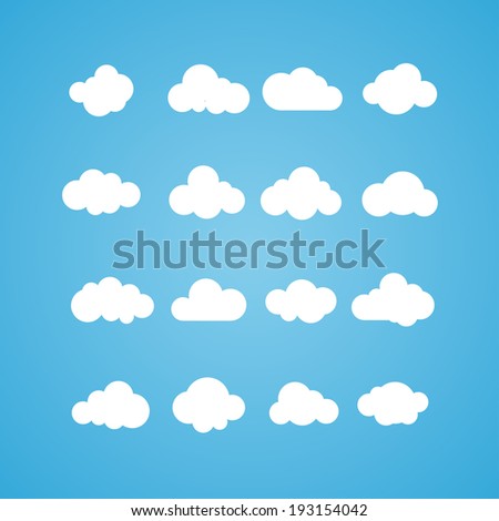 Vector illustration of clouds collection. Concept - computing web and app, weather