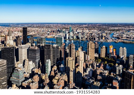 skyline view of New York with view to river Hudson