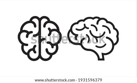 Human brain medical vector icon illustration isolated on white background Royalty-Free Stock Photo #1931596379