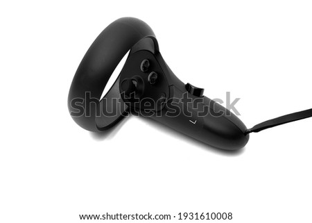 VR controllers on white background.  Virtual reality wireless headset and system