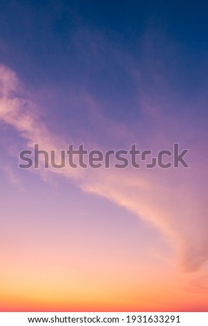 Dusk Vertical,Sunset Sky Twilight in the Evening with colorful Sunlight and Dark blue Sky, Majestic summer nice sky vertical. Royalty-Free Stock Photo #1931633291
