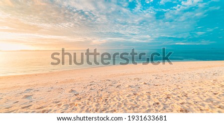 Sea sand sky concept, sunset colors clouds, horizon, horizontal background banner. Inspirational nature landscape, beautiful colors, wonderful scenery of tropical beach. Beach sunset, summer vacation
 Royalty-Free Stock Photo #1931633681