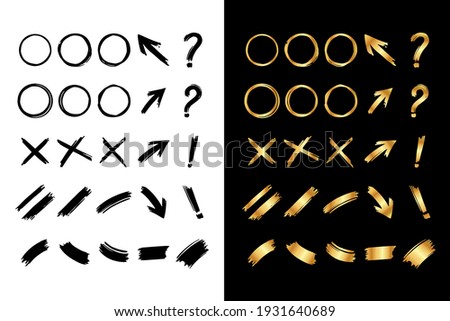 Abstract gold and black hand painted grunge texture set