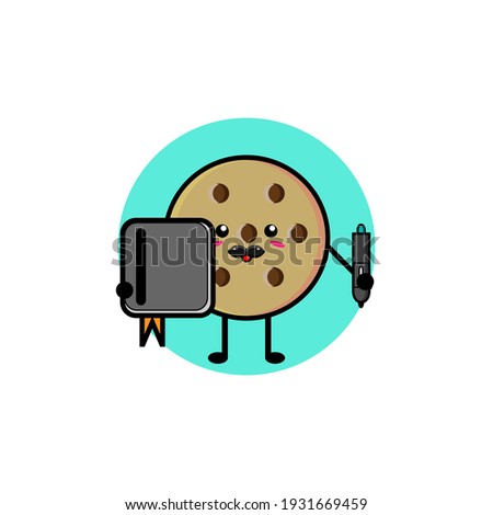 Illustration design of cute cookie character taking notes