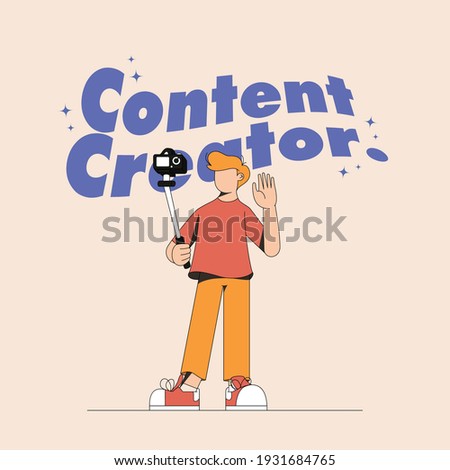 A content creator using his camera for vlogs Royalty-Free Stock Photo #1931684765