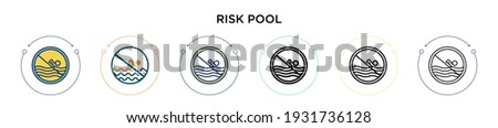 Risk pool icon in filled, thin line, outline and stroke style. Vector illustration of two colored and black risk pool vector icons designs can be used for mobile, ui, web