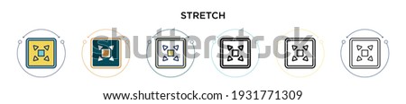 Stretch icon in filled, thin line, outline and stroke style. Vector illustration of two colored and black stretch vector icons designs can be used for mobile, ui, web