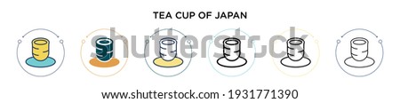 Tea cup of japan icon in filled, thin line, outline and stroke style. Vector illustration of two colored and black tea cup of japan vector icons designs can be used for mobile, ui, web