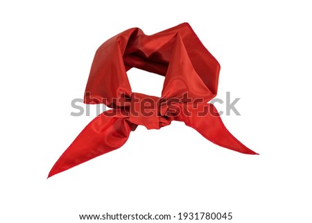 Silk scarf or red tie isolate on white background close-up. Royalty-Free Stock Photo #1931780045