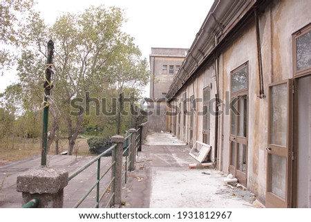 view of an abandoned hospital in Lido's island in Venice