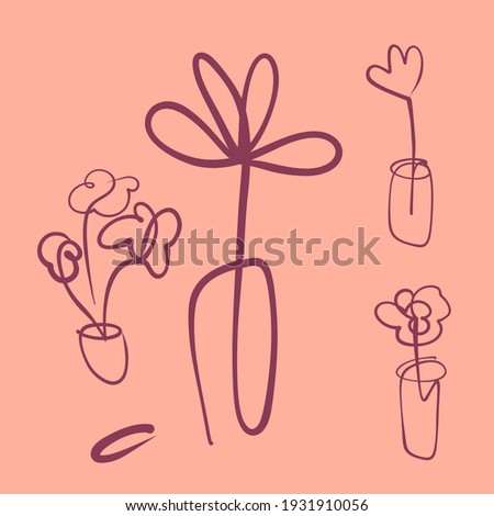 One line continuous flower artwork. Nature art. Linear flowers. Minimal lifestyle.