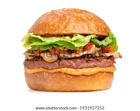 meat substitute burger isolated on white background
