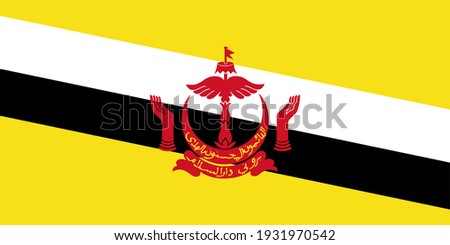 Vector flag of Brunei. Accurate dimensions and official colors. Symbol of patriotism and freedom. This file is suitable for digital editing and printing of any size.