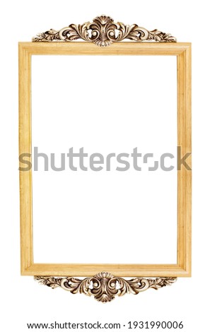 vintage classic golden rectangle frame isolated on white background
