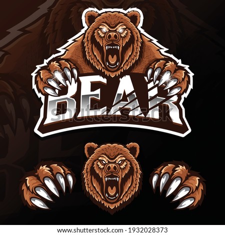angry wild animal bear esport logo illustration