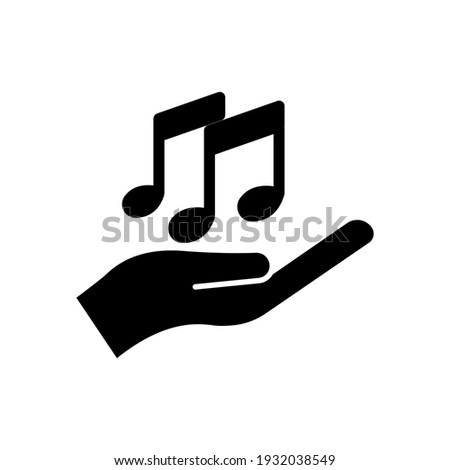 Hand icon with music note icon. simple illustration. mobile concept app icon and web design. Editable stroke. Design template vector