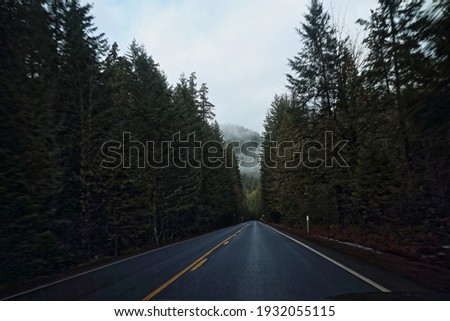 Driving through central Oregon in the Willamette National Forest.