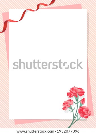 Clip art frame of carnation and ribbon for Mother's Day ,
3:4 Vertical position