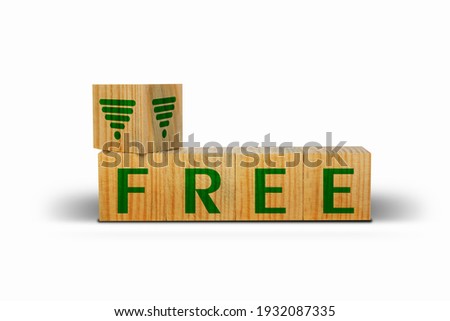 wooden cube the words Free WiFi, Beautiful white background, copy space. Business, technology and WiFi concept.