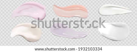 Cream texture stroke isolated on transparent background. Facial creme, foam, gel or body lotion skincare icon. Royalty-Free Stock Photo #1932103334