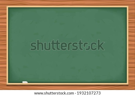 Clean blackboard on wood background, vector eps10 illustration Royalty-Free Stock Photo #1932107273
