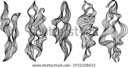 Set of abstract shapes. Ink painting style abstract composition. Hand drawn Vector illustrations.