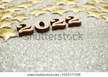 Happy New year 2022 with space copy on silver glitter background