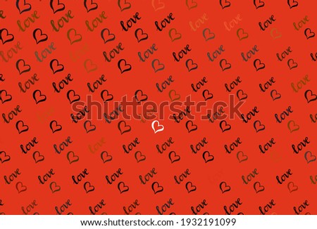 Dark Red vector texture with lovely hearts. Illustration with shapes of gradient hearts on blur backdrop. Template for Valentine's greeting postcards.
