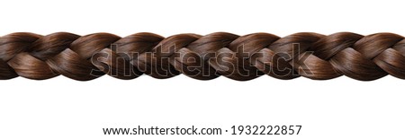 long panorama, geometric seamless pattern for the designer, long beautiful hair in thick braid, concept of hygiene, hair care, traditions Royalty-Free Stock Photo #1932222857