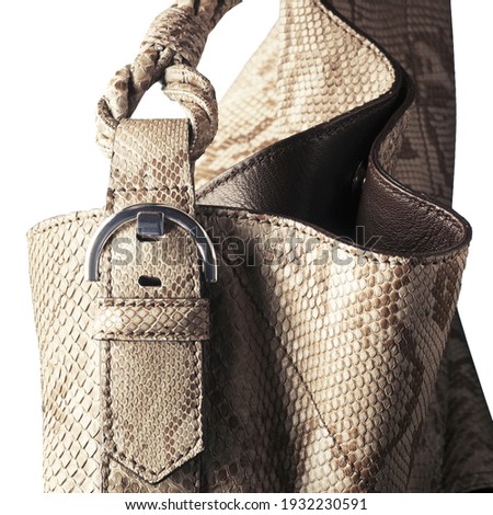 Fashionable and stylish detail handbag for woman. Studio shoot.