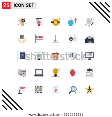 Editable Vector Line Pack of 25 Simple Flat Colors of doctor; protect; gear; human; avatar Editable Vector Design Elements